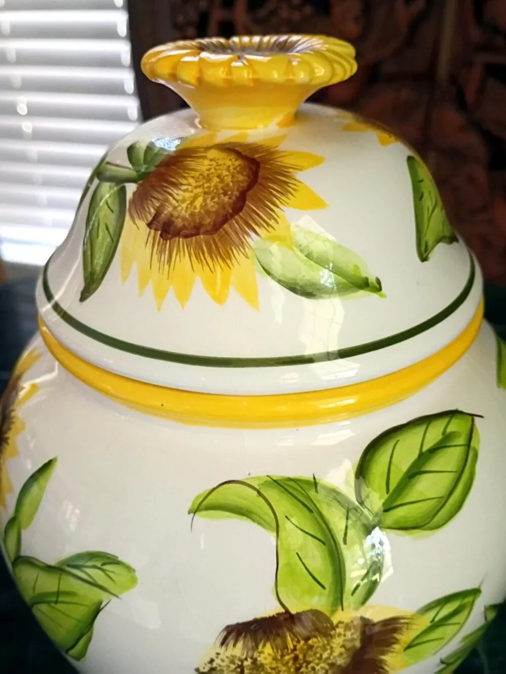 Nonni's Tuscan Large Sunflower Hand painted Ceramic Biscotti Cookie Jars Set - Picture 6 of 11